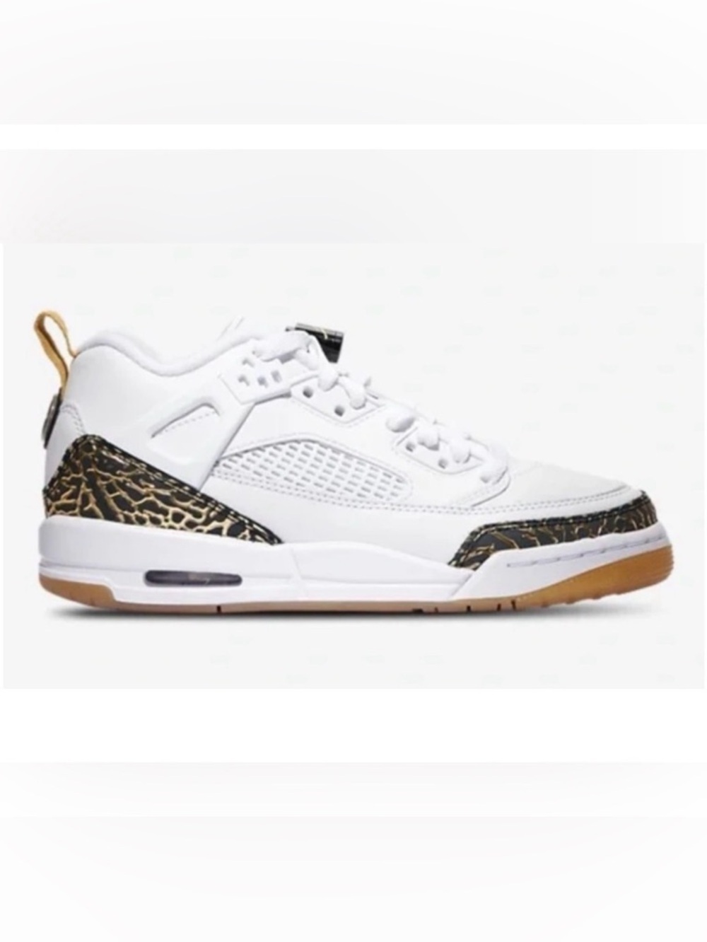 Jordan Spizike Low GL Sneakers Elephant Print White Black Gold Youth 6.5Y Good